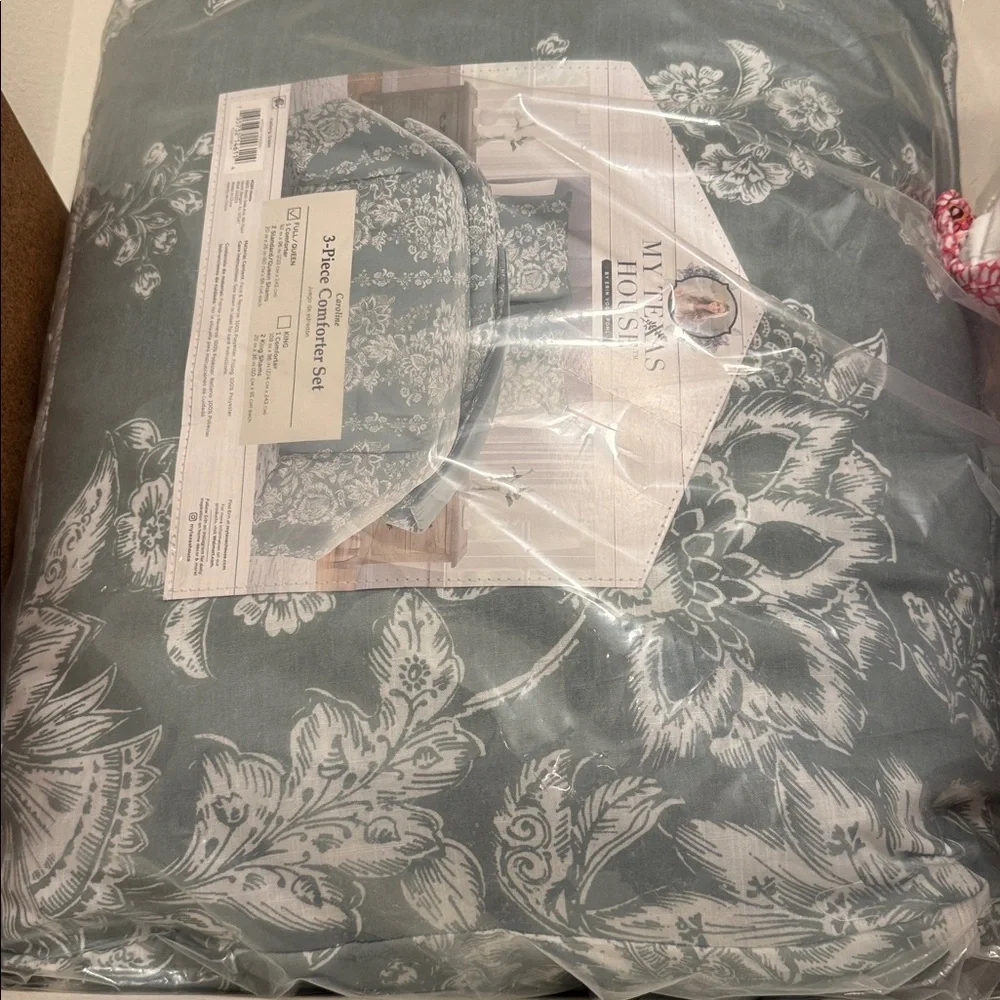 Farmhouse Green Floral Bedding my Texas House Caroline 3 piece toile Full Queen